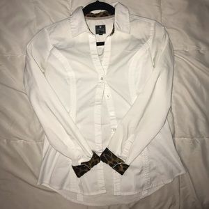Express White button with cheetah print